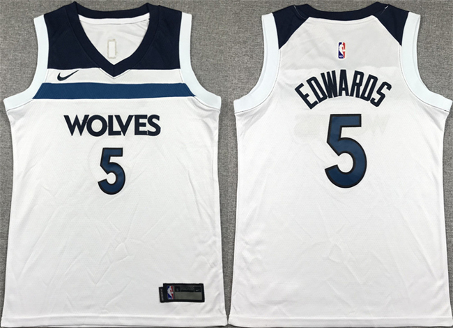 Youth Minnesota Timberwolves #5 Anthony Edwards White Stitched Jersey